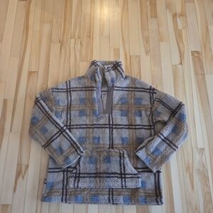 Plaid Fleece Pullover Sweater for Women Oddy Size Small